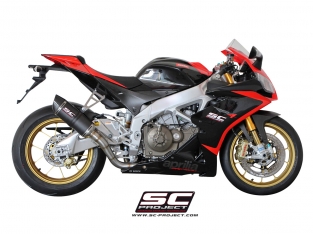 SC-Project Oval Carbon Slip-on Einddemper zonder E-keur Aprilia RSV-4 / Factory / R / APRC 2009 > 2014